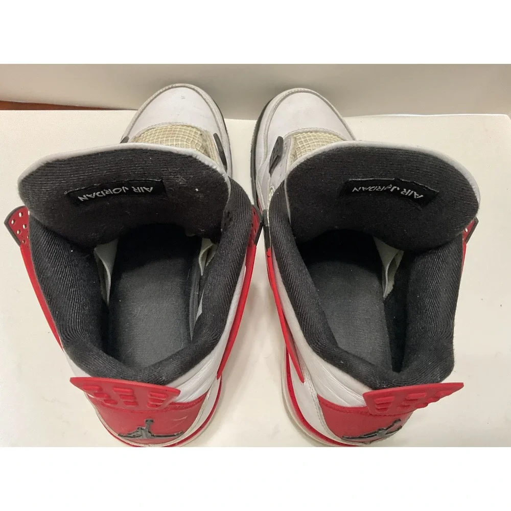 Air Jordan 4 Retro Red Cement White Fire Red Black DH6927-161 Mens 11.5 No Laces